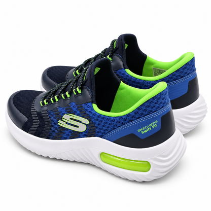 Skechers Swift Fit Kids Blue Hands Free Slip On Mesh Bungee Sneakers Pick Size