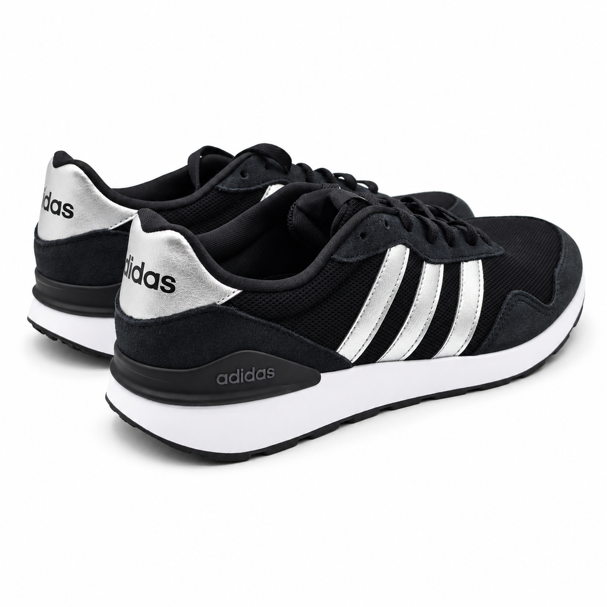 adidas Run 60s 4.0 Womens Black Silver Retro Suede Sneakers Pick Size JR6626