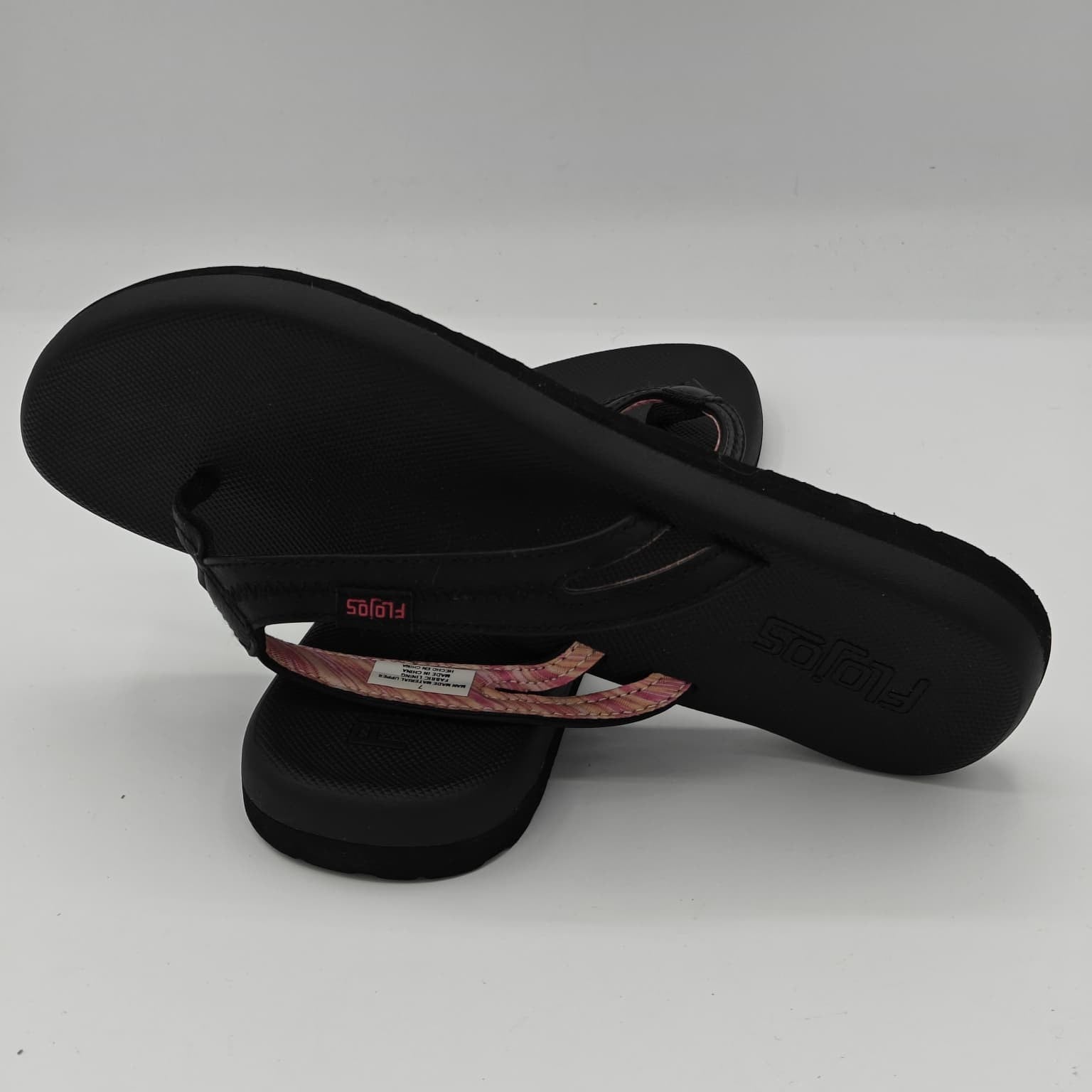 Flojos  Women's Sandals w Memory Foam Flip Flops New Black Pink Size 7