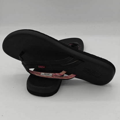 Flojos  Women's Sandals w Memory Foam Flip Flops New Black Pink Size 7