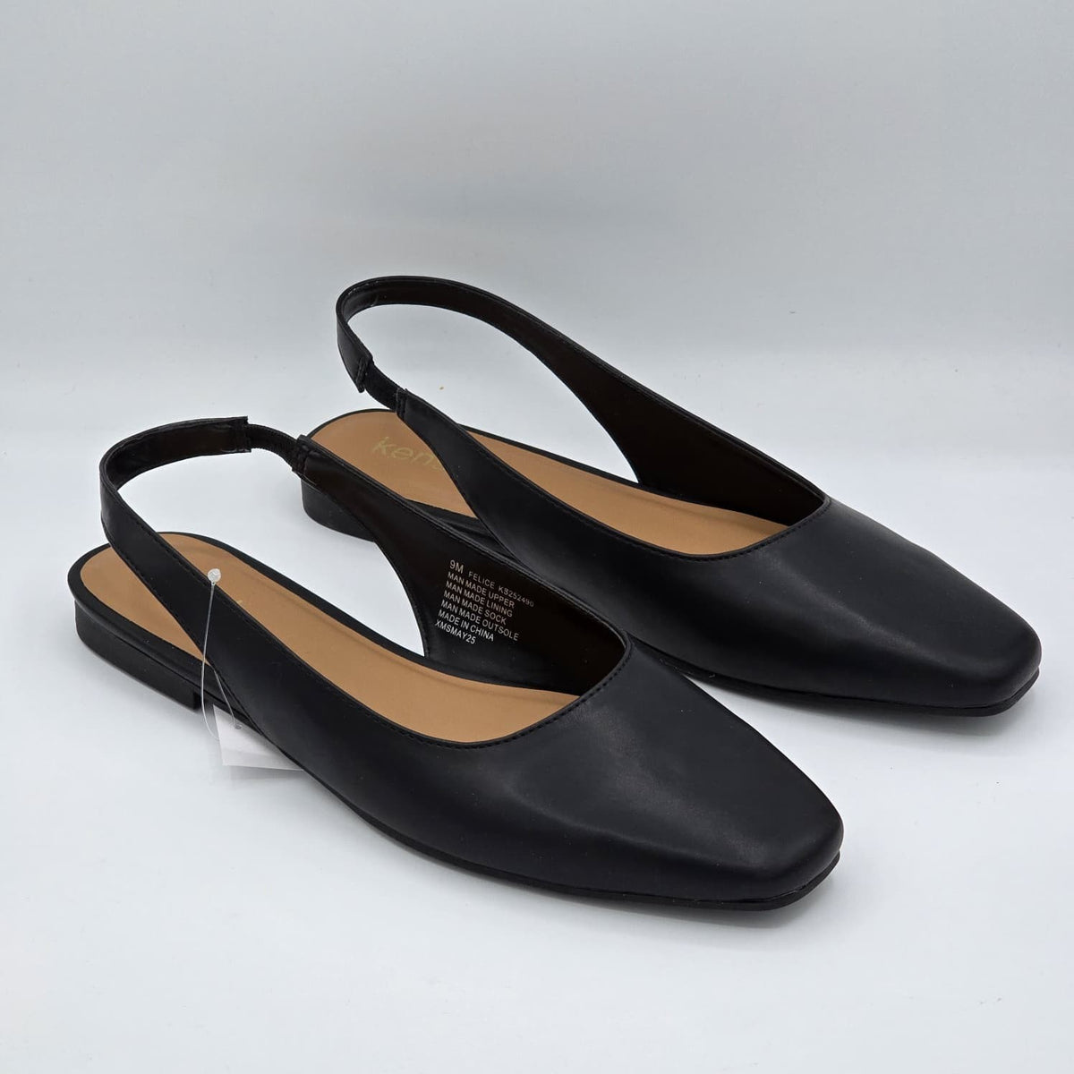 Kensie Women's Felice Slingback Flats Black Pointed Toe Casual Dress Shoes
