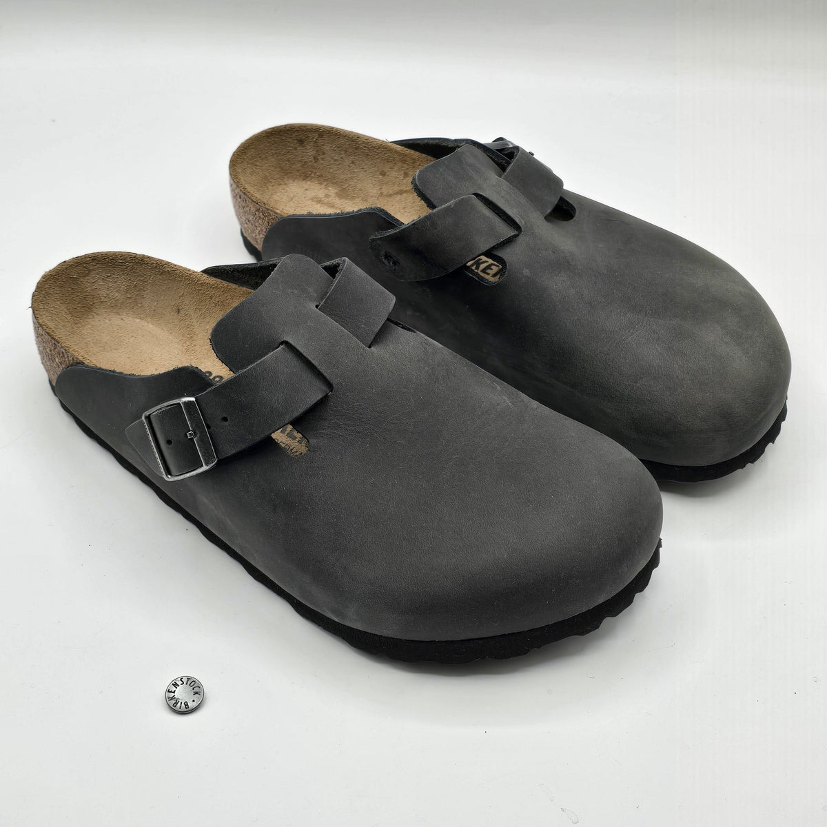 Birkenstock Boston BS Black Oiled Leather Clogs Women's 8 EU 39 READ DESCRIPTION