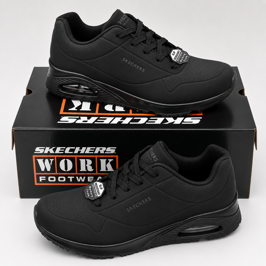 Skechers Work Relaxed Fit Uno SR Sutal Men's Black Slip-Resistant Shoes 9.5/10