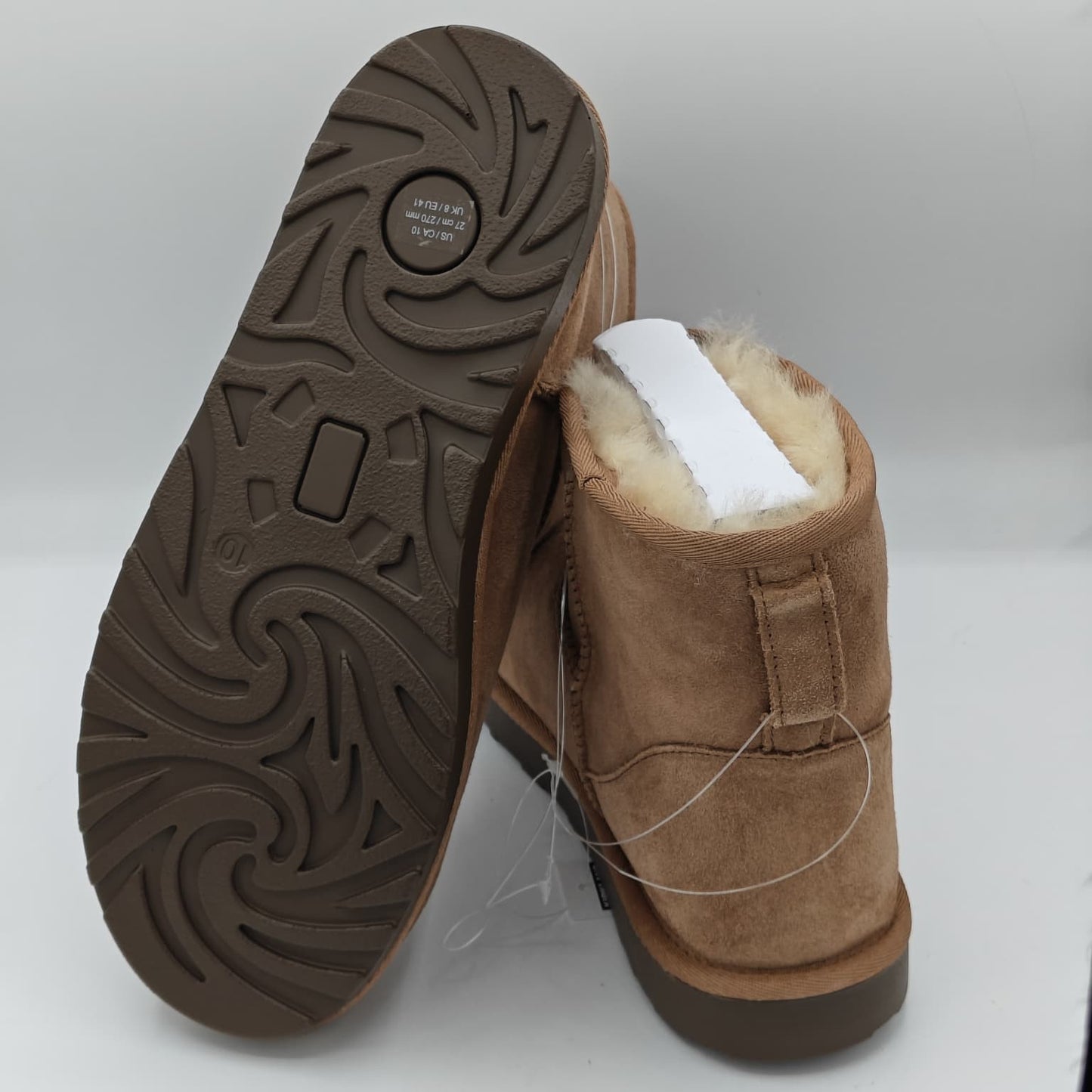 Kirkland Signature Women's Suede Shearling Winter Straight Edge Boot, Tan Havane