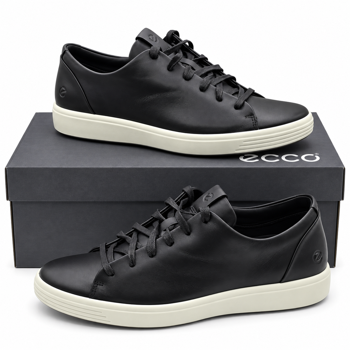 ECCO Soft 7 Men's Black Leather Low Top Casual Sneakers Comfort US 9 470794