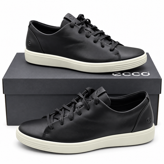 ECCO Soft 7 Men's Black Leather Low Top Casual Sneakers Comfort US 9 470794