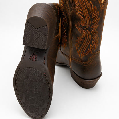 ARIAT(R) Heritage R Toe StretchFit Western Boots Distressed Brown Women's 11B