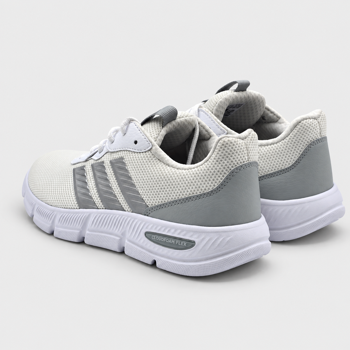adidas Cloudfoam Flex Laces Women Wide White Gray Walking Shoes JS4891 Pick Size