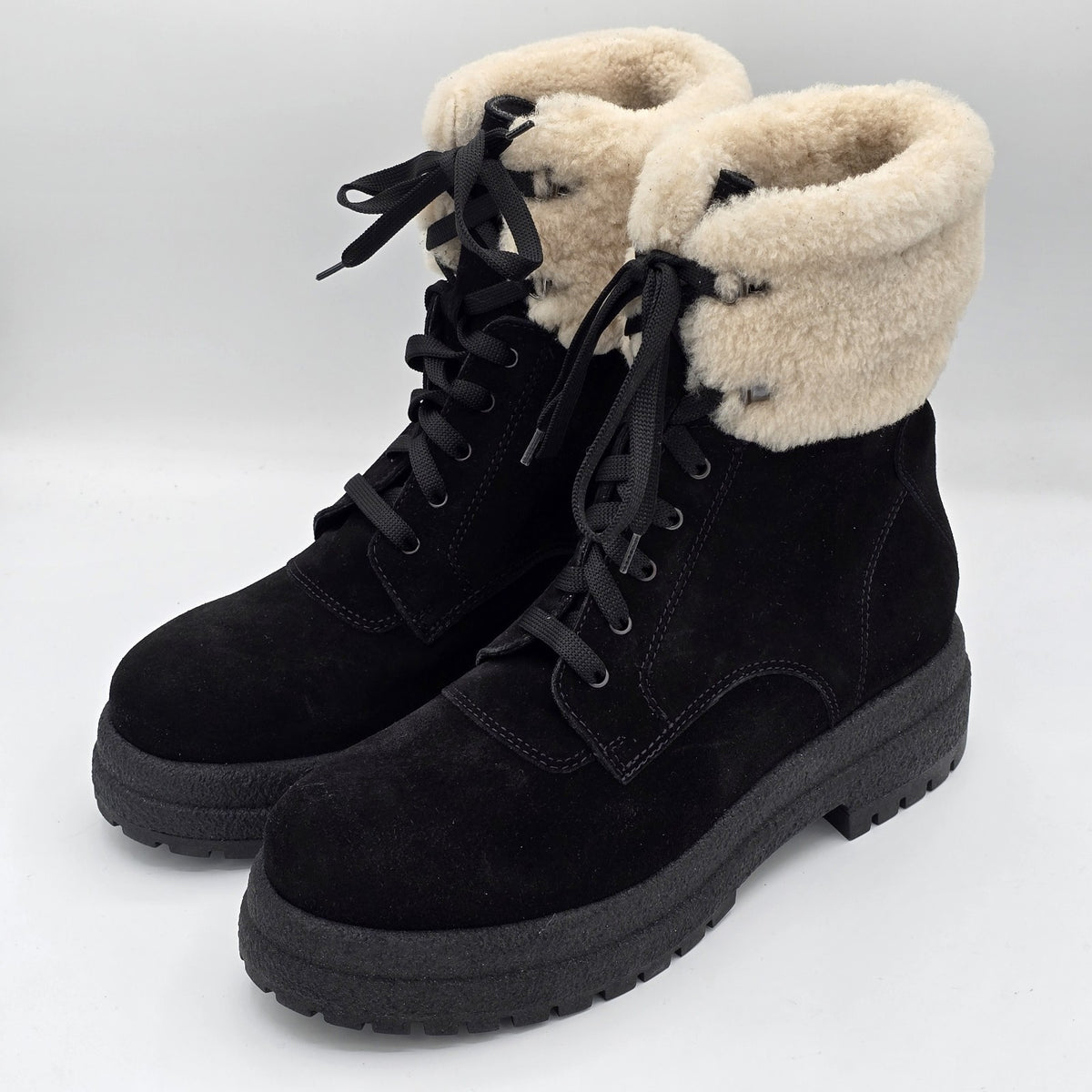 La Canadienne Victor Boots Women's Suede Shearling Black 6089027 Size 9
