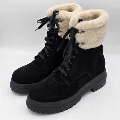 La Canadienne Victor Boots Women's Suede Shearling Black 6089027 Size 9
