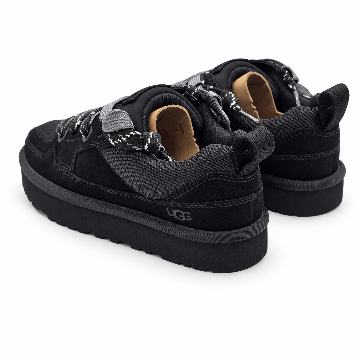 UGG Lo Lowmel Sneakers Womens 6 Black Suede Mesh Lace Up Low Top Shoes 1168890