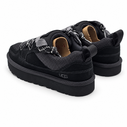 UGG Lo Lowmel Sneakers Womens 6 Black Suede Mesh Lace Up Low Top Shoes 1168890