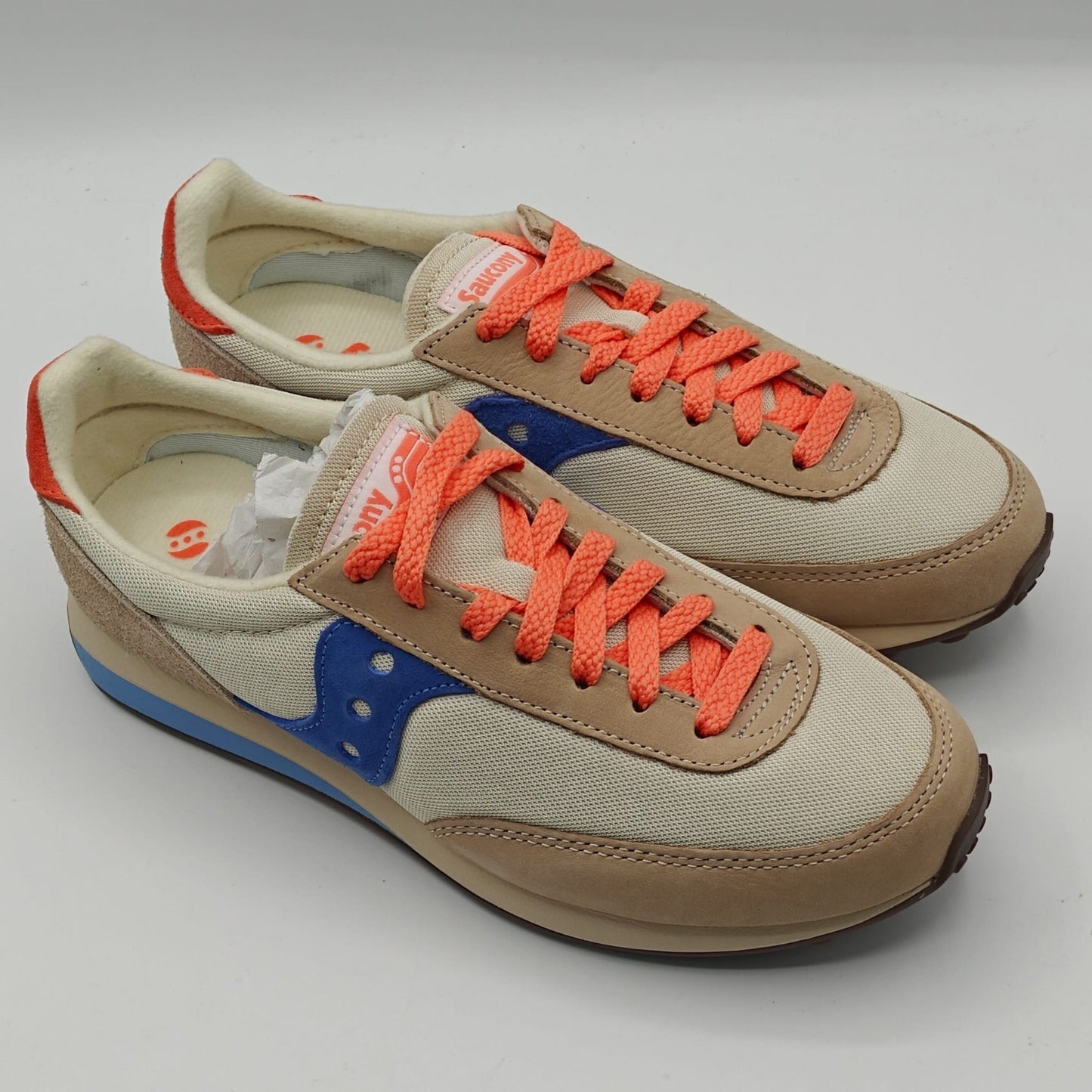 Saucony Trainer 80 S60987-1 Cream Blue Retro Sneakers Women's Size 9.5 Originals
