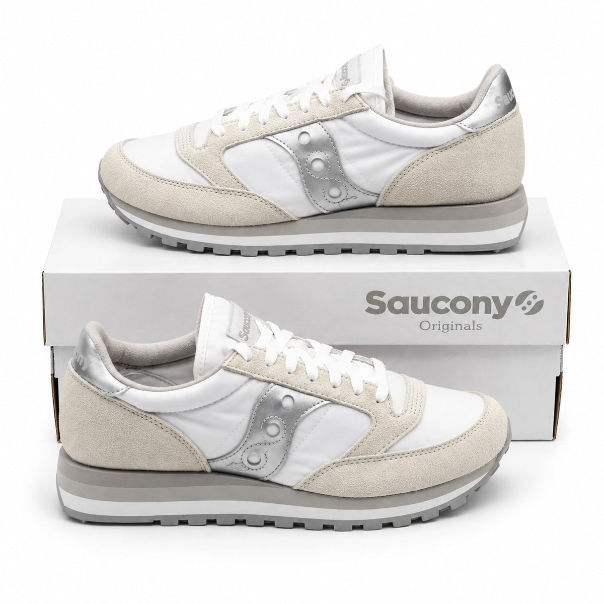 Saucony Jazz Triple S60530-16 White Silver Retro Sneakers Women's Size 9.5
