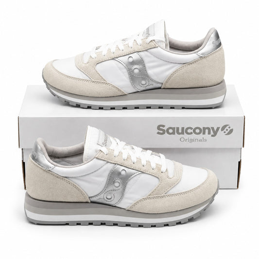 Saucony Jazz Triple S60530-16 White Silver Retro Sneakers Women's Size 9.5