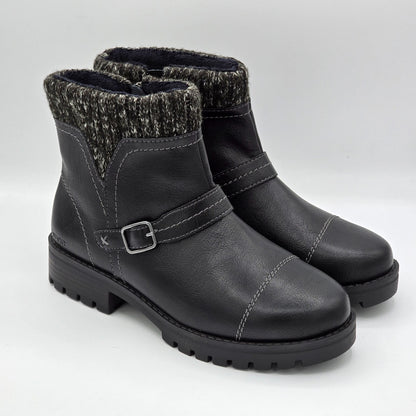 JSport Womens Violet Black Boots with Knit Cuff and Memory Foam Comfort
