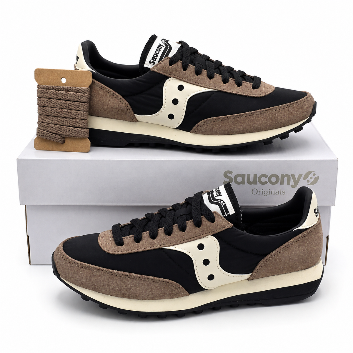 Saucony Originals Trainer 80 Women's 7.5 Black Tan Unisex Sneakers New Box