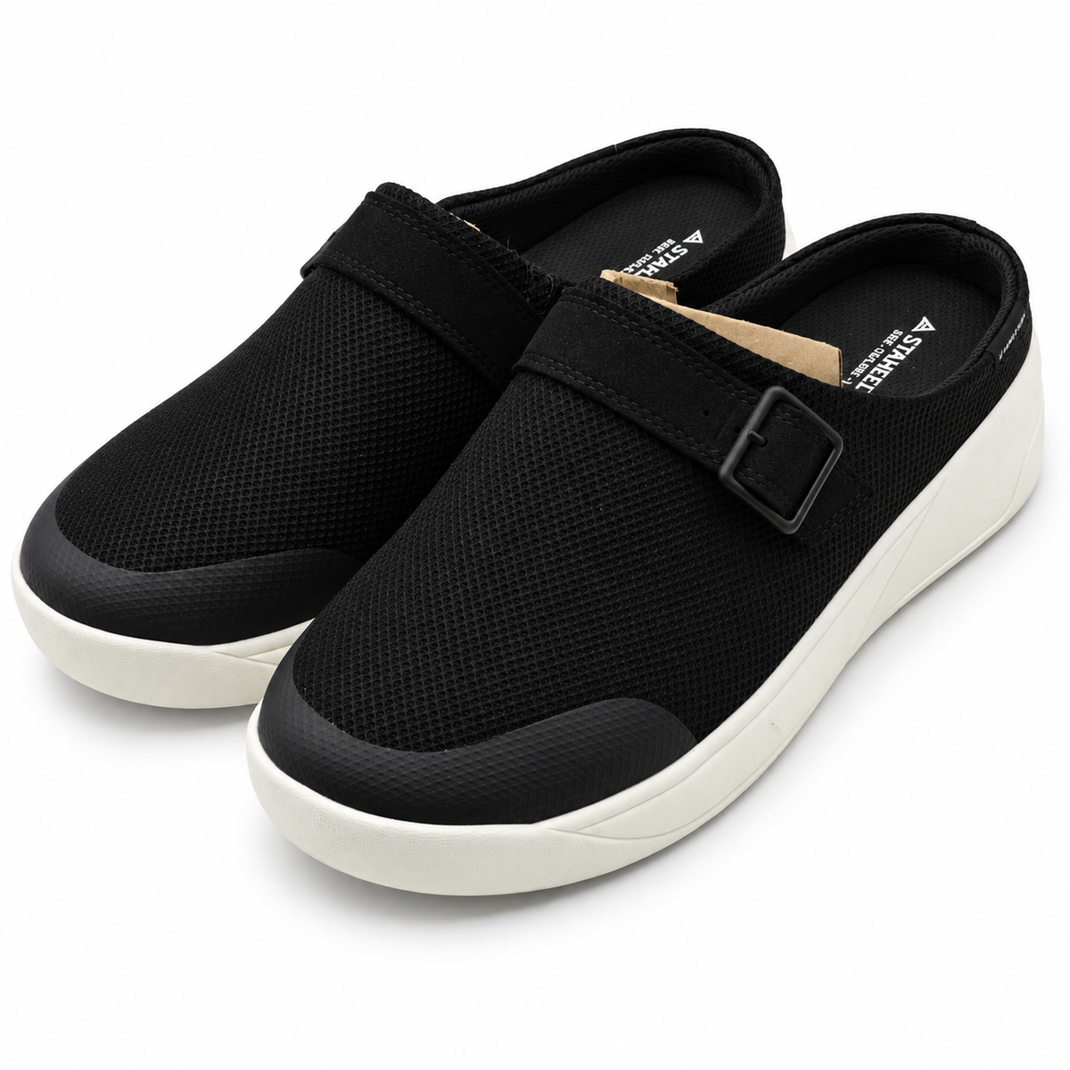 Staheekum Sneaker Clog Womens Black Mesh Buckle Slip On Comfort Mules Pick Size