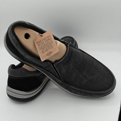 Skechers Expected Avillo Shoes Men's Slip-On Casual Vintage Washed Black Size 14