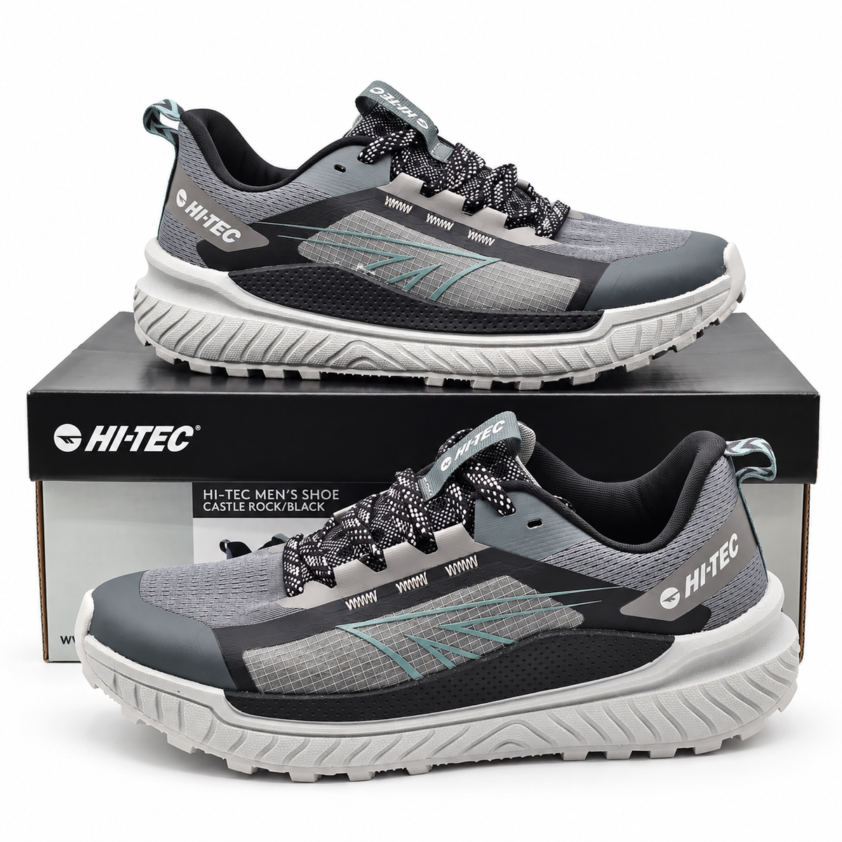 Hi-Tec Men's Trail Shoes Castle Rock Black Microchip Hiking Sneakers 9.5 1930429