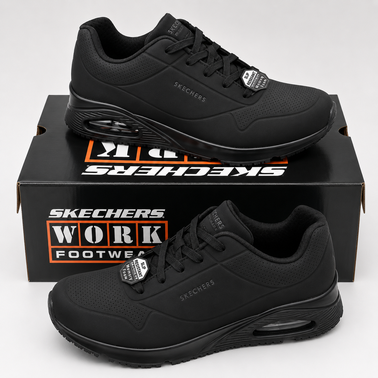 Skechers Work Relaxed Fit Uno SR Sutal Men's Black Slip-Resistant Shoes 9.5/10