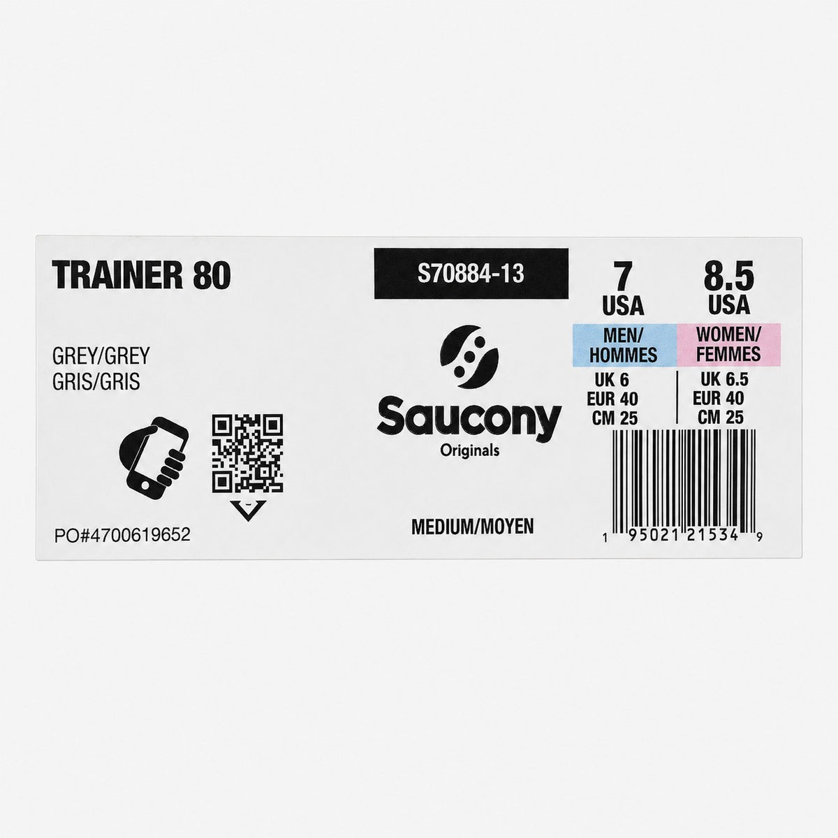 Saucony Retro Trainer 80 S70884-13 Running Shoes Gray White Men's 7 Women's 8.5