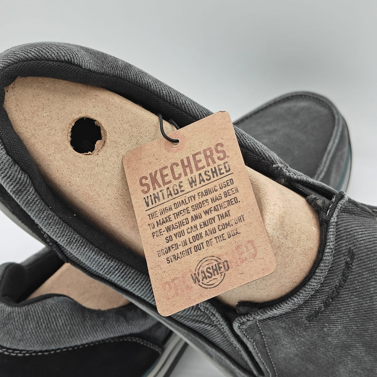 Skechers Expected Avillo Shoes Men's Slip-On Casual Vintage Washed Black Size 14