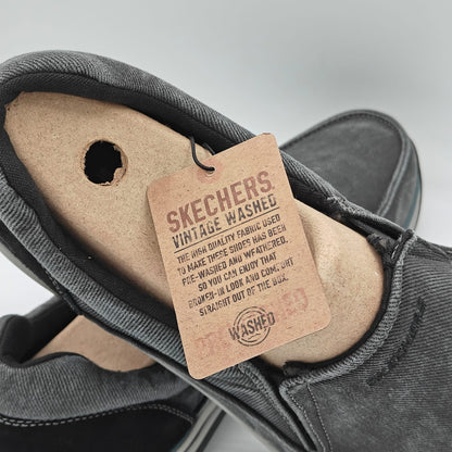 Skechers Expected Avillo Shoes Men's Slip-On Casual Vintage Washed Black Size 14