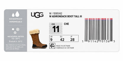 UGG Adirondack Tall III Waterproof Leather Suede Boots Chestnut Women's Size 11