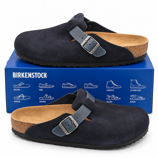Birkenstock Boston Mens 10 EU43 UK9 Midnight Blue Suede Clogs Regular 1028210