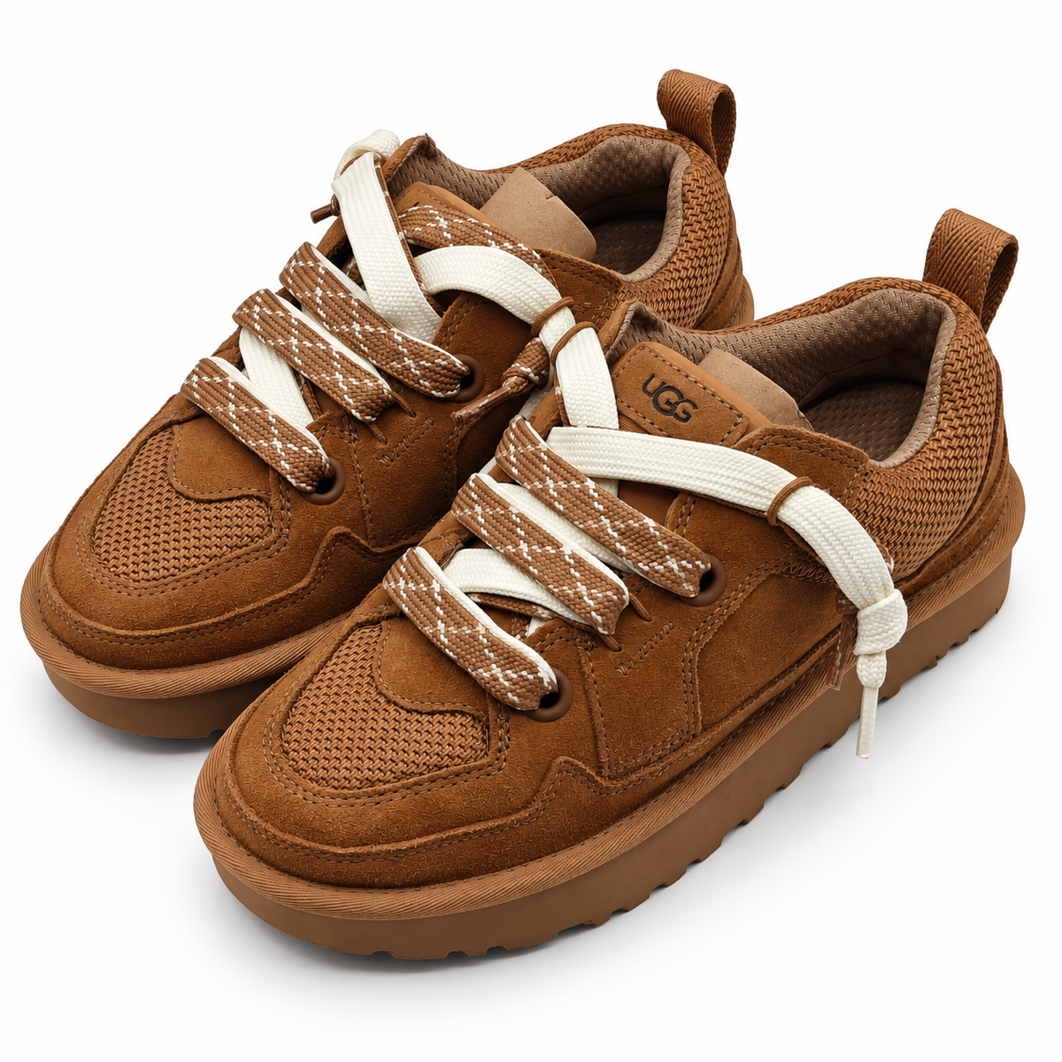 UGG Lo Lowmel Womens 8 Chestnut Suede Mesh Lace Up Low Top Sneakers 1168890