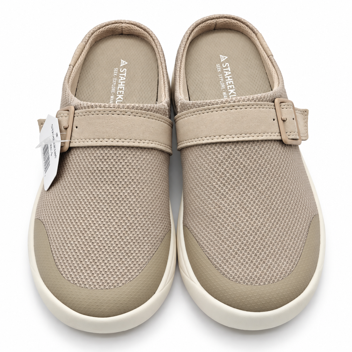 Staheekum Sneaker Clog Womens Taupe Mesh Buckle Slip On Comfort Mules Pick Size