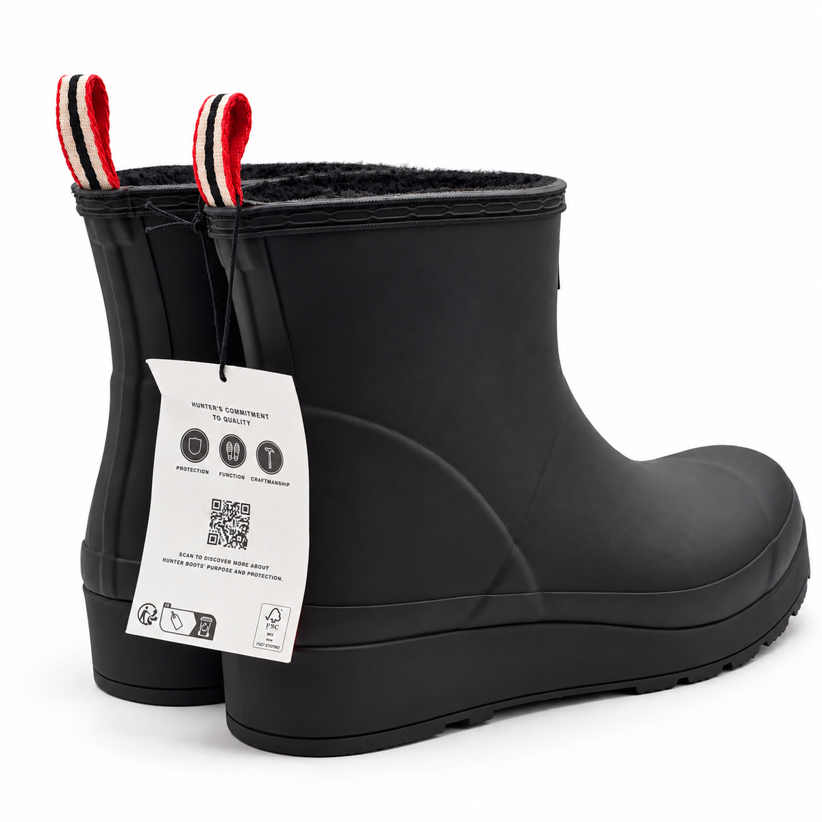 Hunter Play Short Insulated Rain Boots Womens 10 Black Waterproof Sherpa Lined