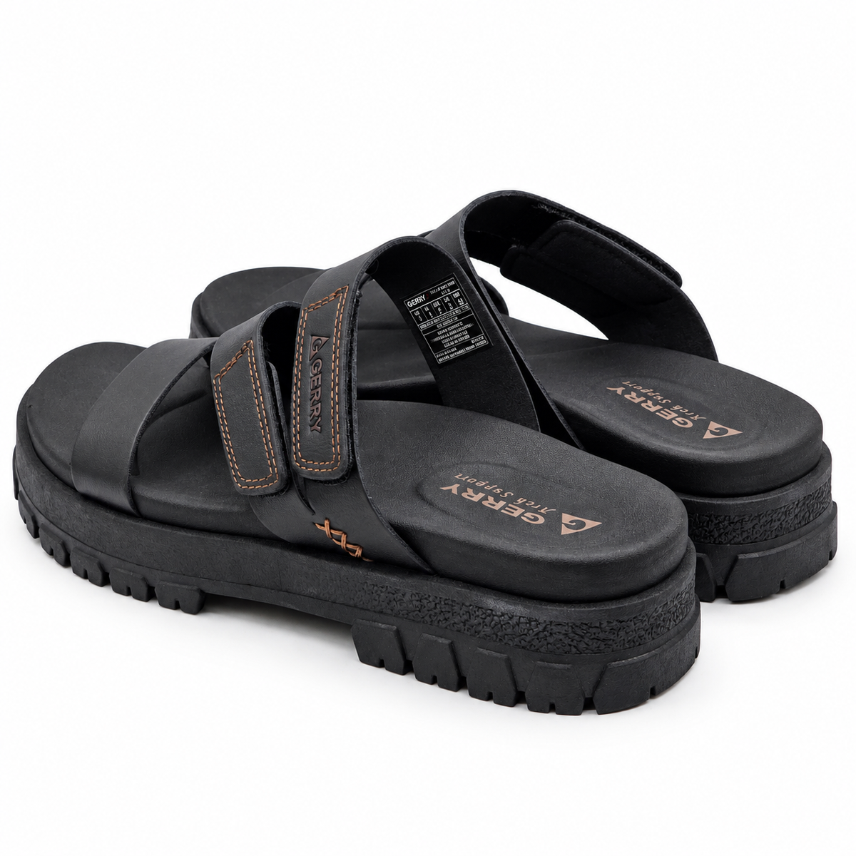 Gerry Choclo Slide Sandals Womens 7 Black Adjustable Straps Cushioned Lug Sole