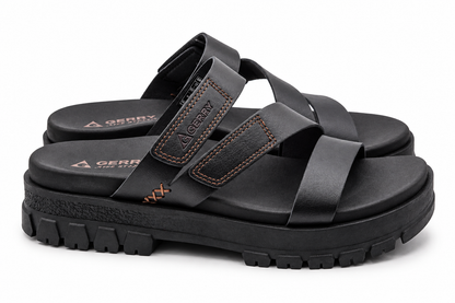 Gerry Choclo Slide Sandals Womens 7 Black Adjustable Straps Cushioned Lug Sole