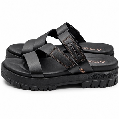Gerry Choclo Slide Sandals Womens 7 Black Adjustable Straps Cushioned Lug Sole