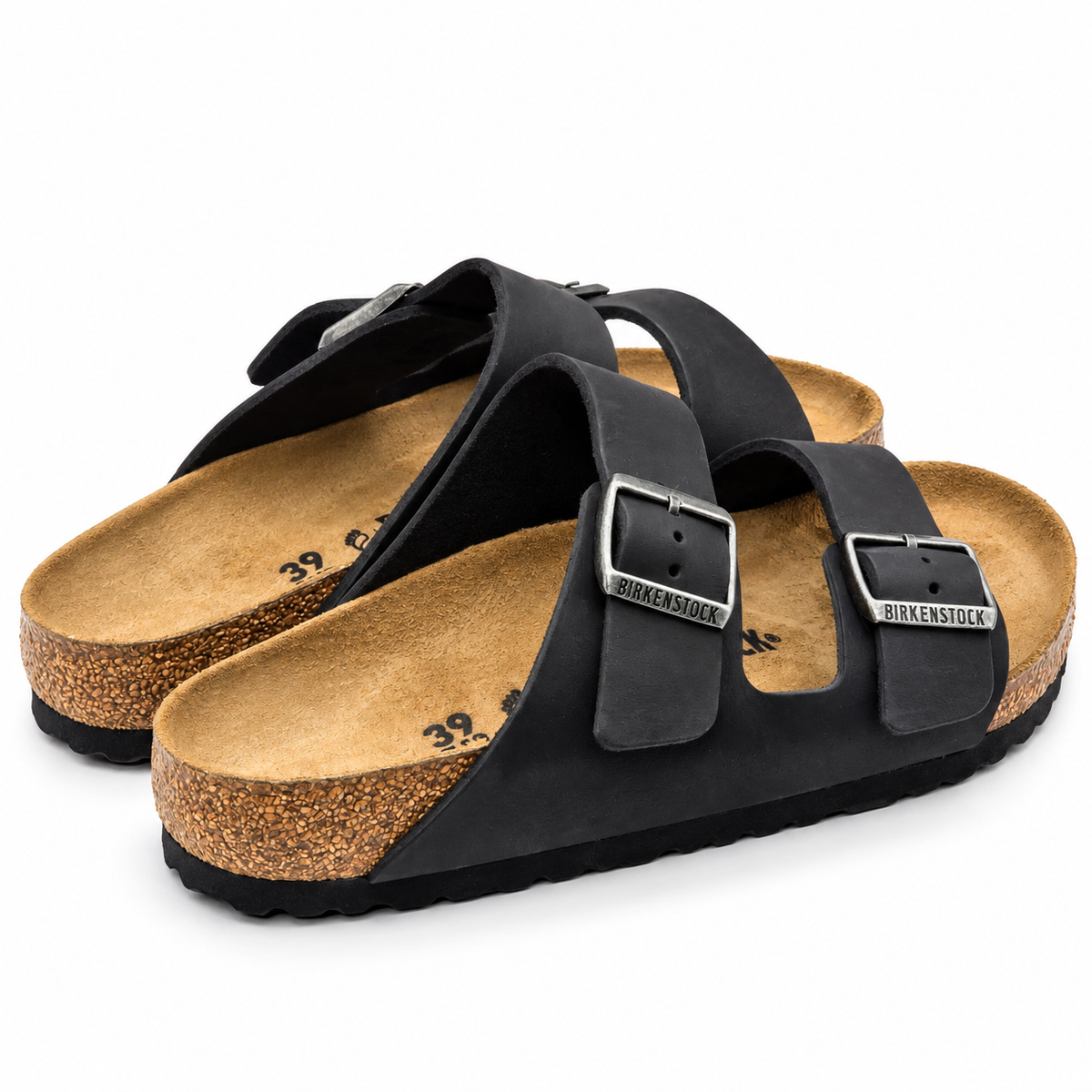 Birkenstock Arizona Oiled Leather Sandals Women 8 EU39 Black Regular 0552111