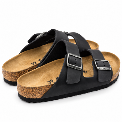 Birkenstock Arizona Oiled Leather Sandals Women 8 EU39 Black Regular 0552111