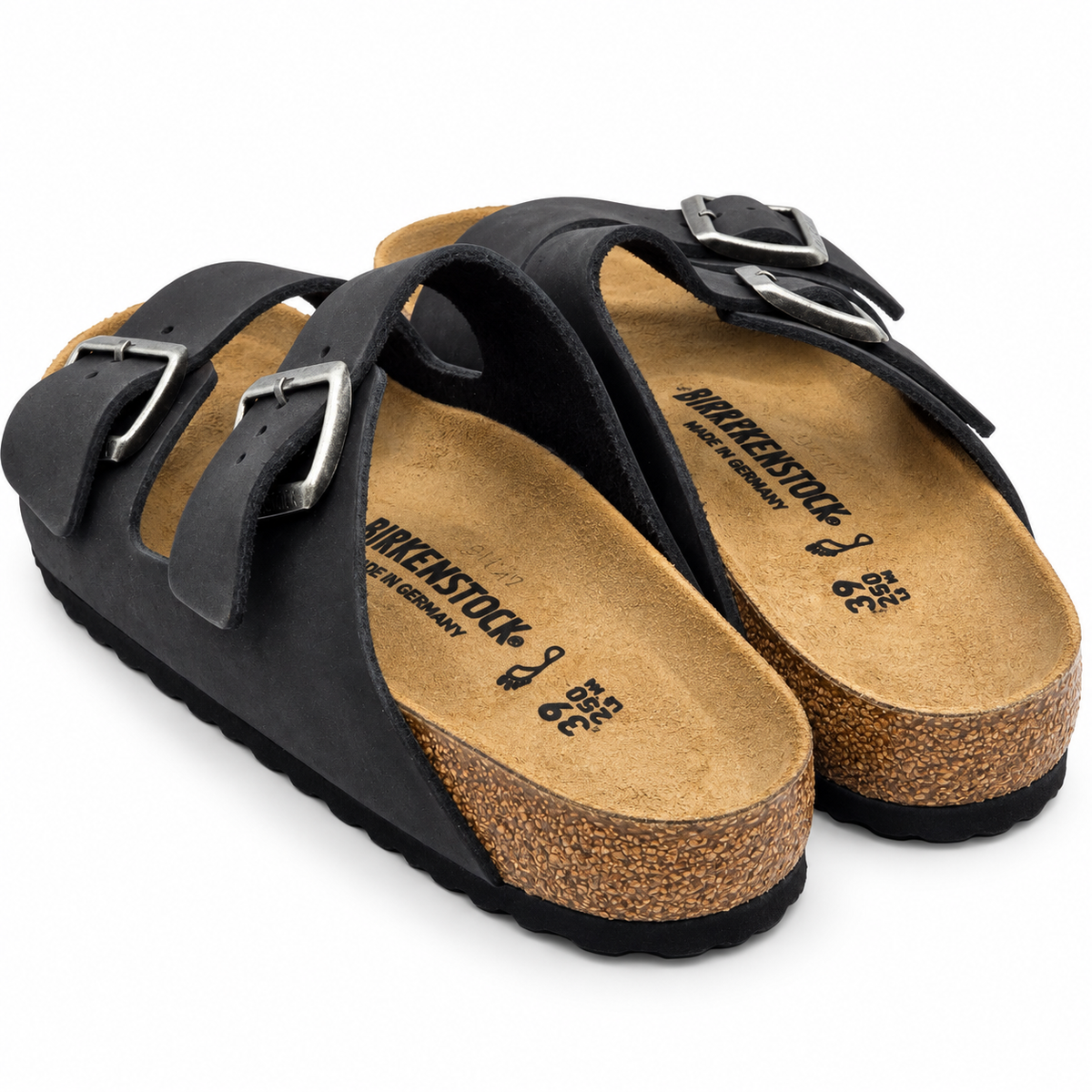 Birkenstock Arizona Oiled Leather Sandals Women 8 EU39 Black Regular 0552111