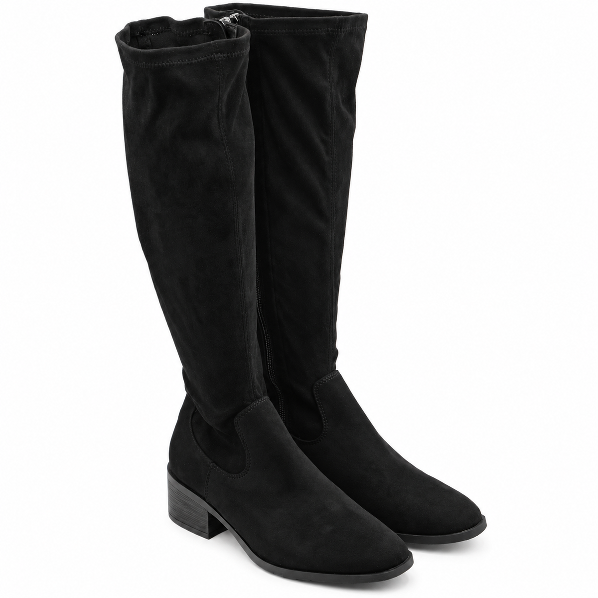 Kenneth Cole Stanford Boots Women Black Knee High Stretch Side Zip Pick Size