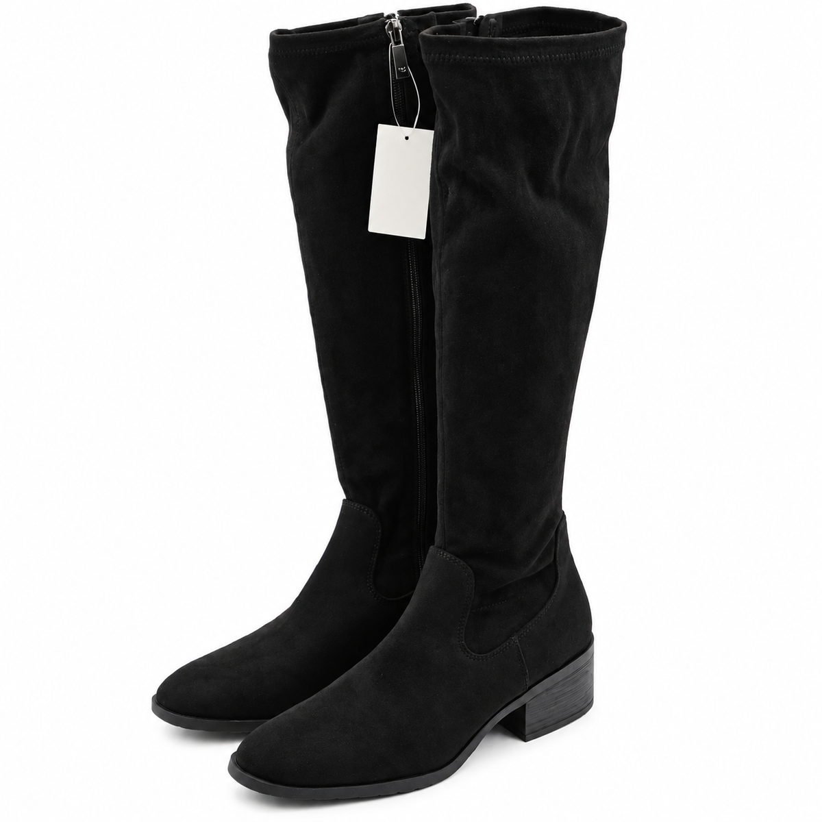 Kenneth Cole Stanford Boots Women Black Knee High Stretch Side Zip Pick Size