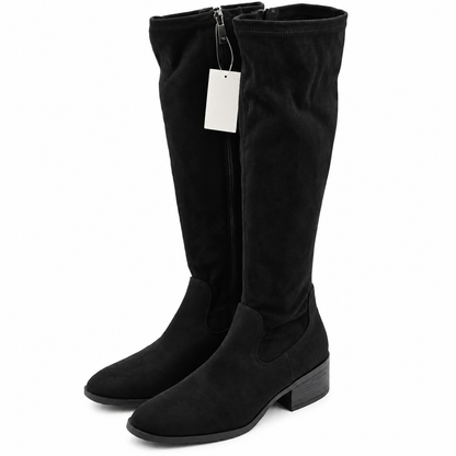 Kenneth Cole Stanford Boots Women Black Knee High Stretch Side Zip Pick Size