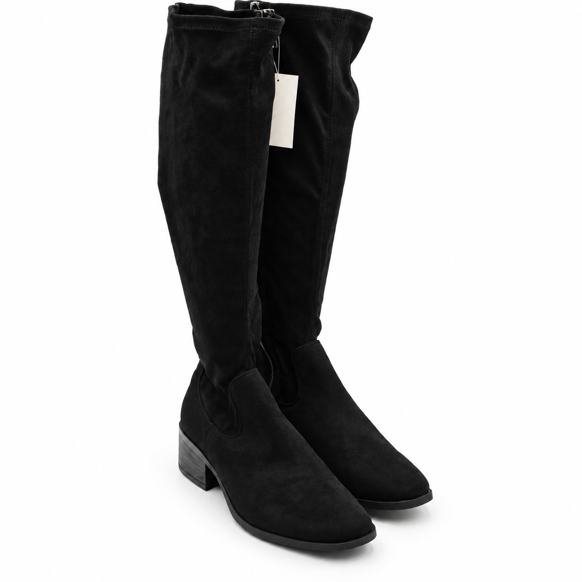 Kenneth Cole Stanford Boots Women Black Knee High Stretch Side Zip Pick Size
