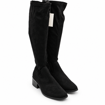 Kenneth Cole Stanford Boots Women Black Knee High Stretch Side Zip Pick Size