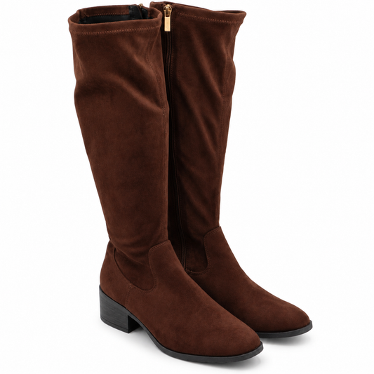Kenneth Cole Stanford Boots Women Brown Knee High Stretch Side Zip Pick Size