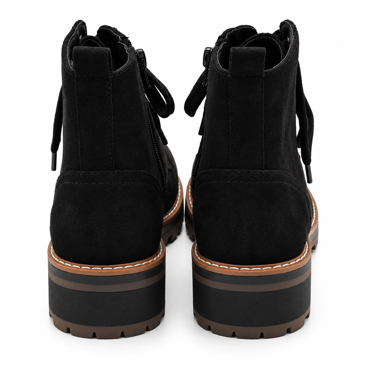 Kensie Kashia Kasha Combat Boots Women 9 Black Faux Suede Lace Up Side Zip Lug
