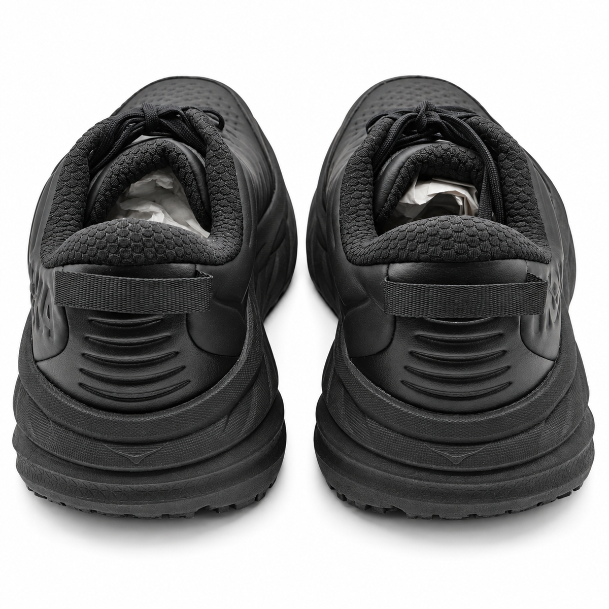 HOKA Bondi SR Wide Slip Resistant Shoes Men 12.5 2E Black Leather 1129350
