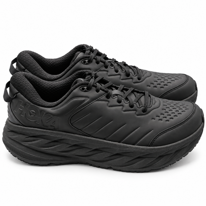 HOKA Bondi SR Wide Slip Resistant Shoes Men 12.5 2E Black Leather 1129350