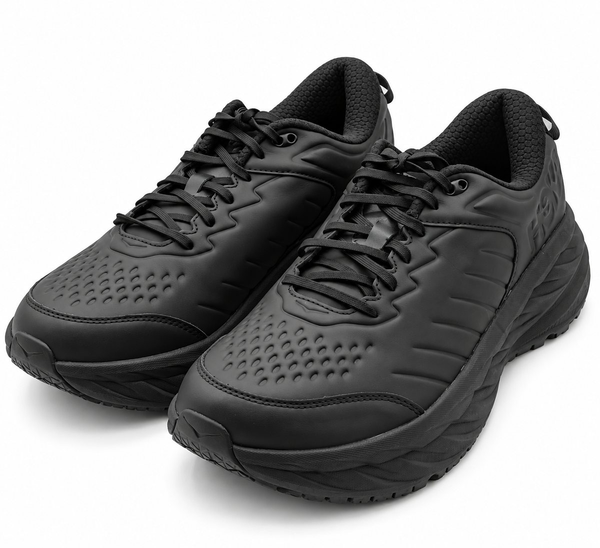 HOKA Bondi SR Wide Slip Resistant Shoes Men 12.5 2E Black Leather 1129350
