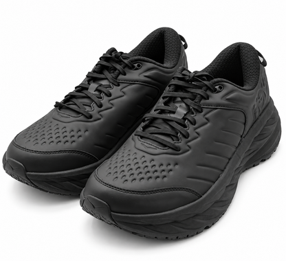 HOKA Bondi SR Wide Slip Resistant Shoes Men 12.5 2E Black Leather 1129350